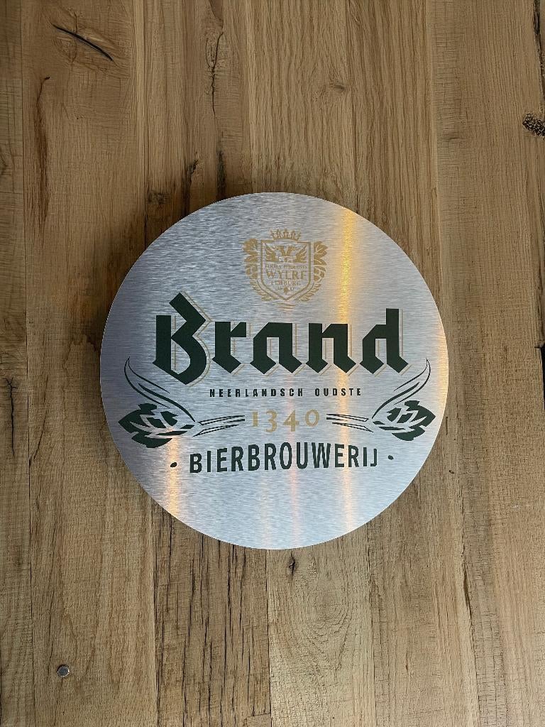 Reclamebord Brand bier logo aluminium, afmeting 40x40 cm, Ophalen of Verzenden, Nieuw, Reclamebord