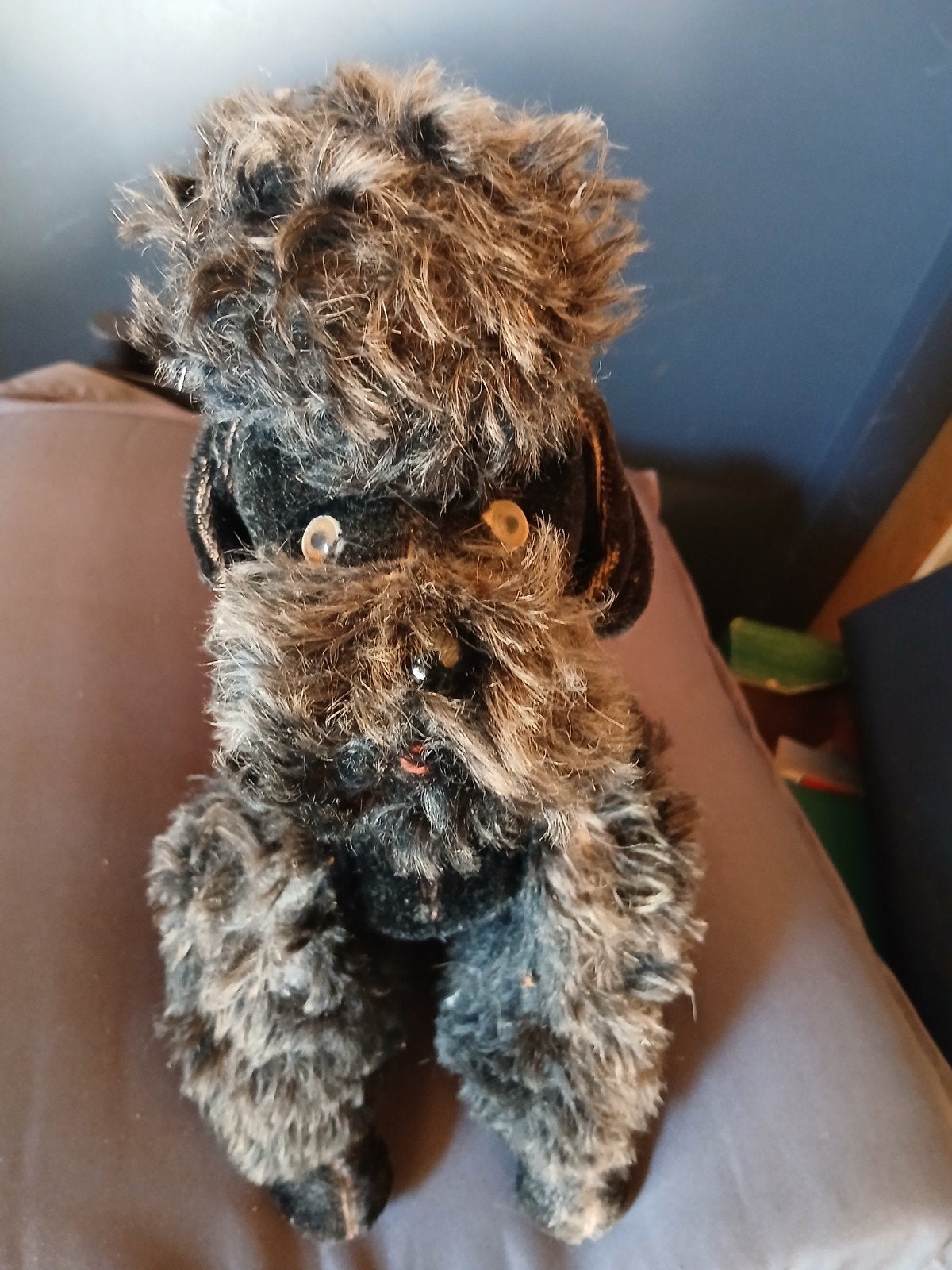 Vintage Poedel Speelgoedhond - Zwart met Rood Halsband, Ophalen of Verzenden