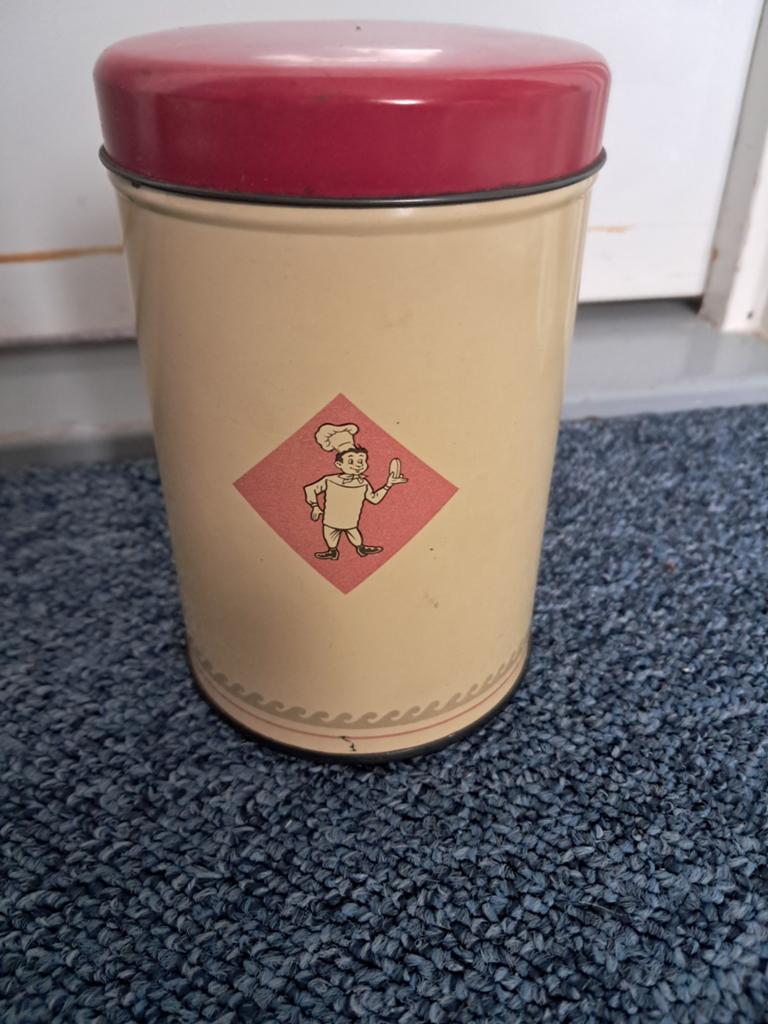 Vintage voorraadbus met kok-afbeelding, Ophalen of Verzenden