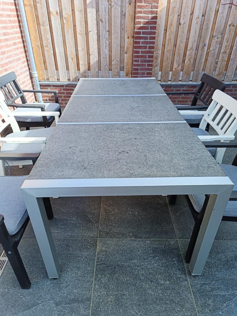 Tuin tafel met 6 stoelen, Tuin en Terras, Tuintafels, Ophalen, Gebruikt, Rechthoekig, Aluminium