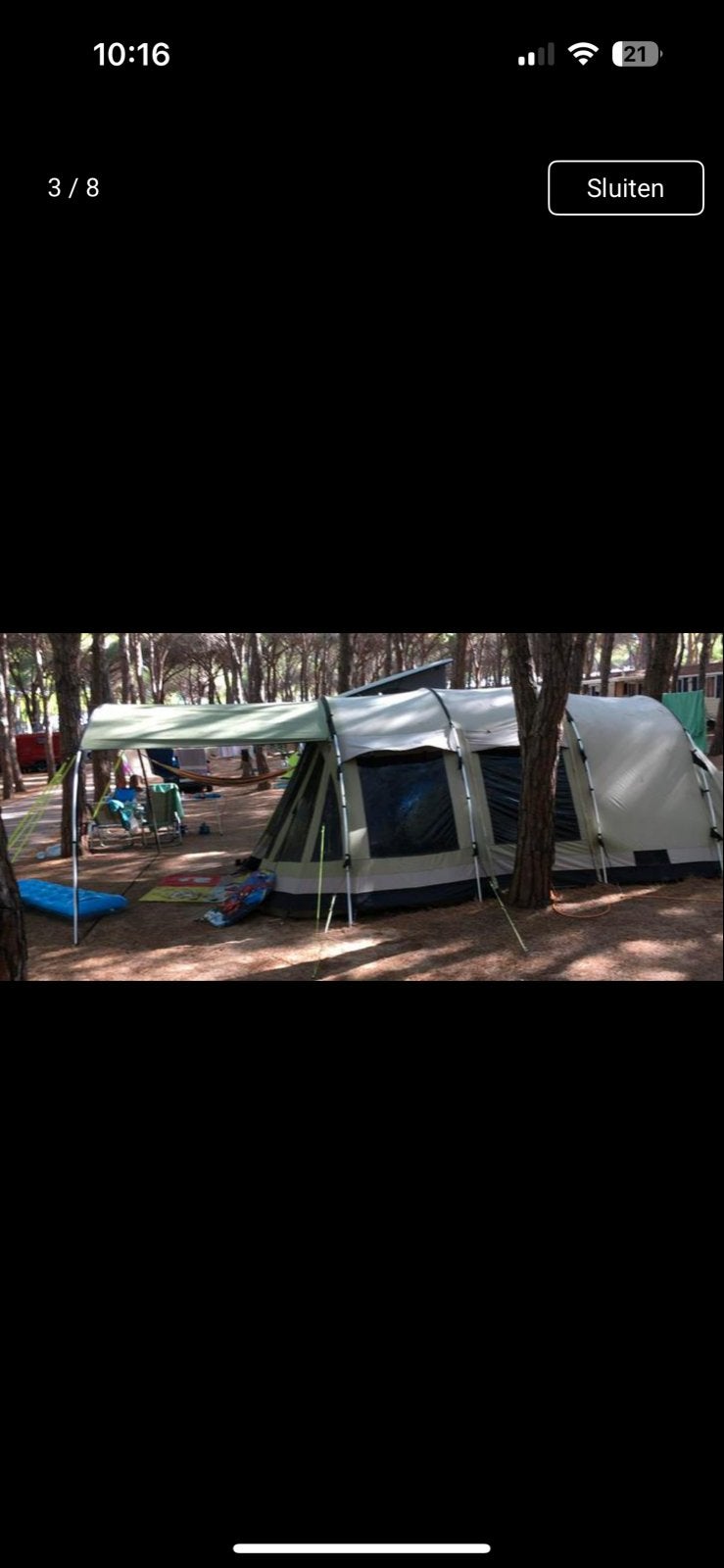 Outwell Bear Lake tent met Front Extension, Caravans en Kamperen, Tenten, Ophalen, Gebruikt, Meer dan 6