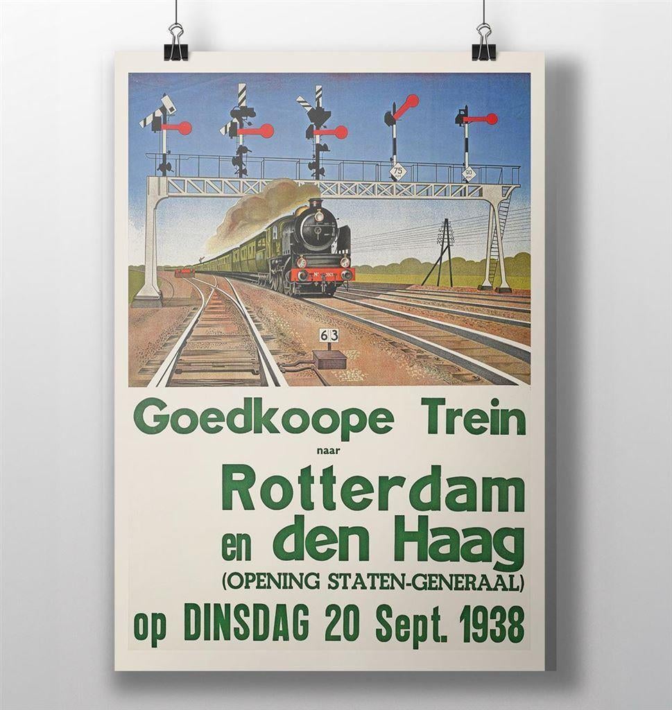 Rotterdam Den Haag Spoorwegen Trein NS Poster Affiche, Verzenden, Nieuw, Trein, Overige typen