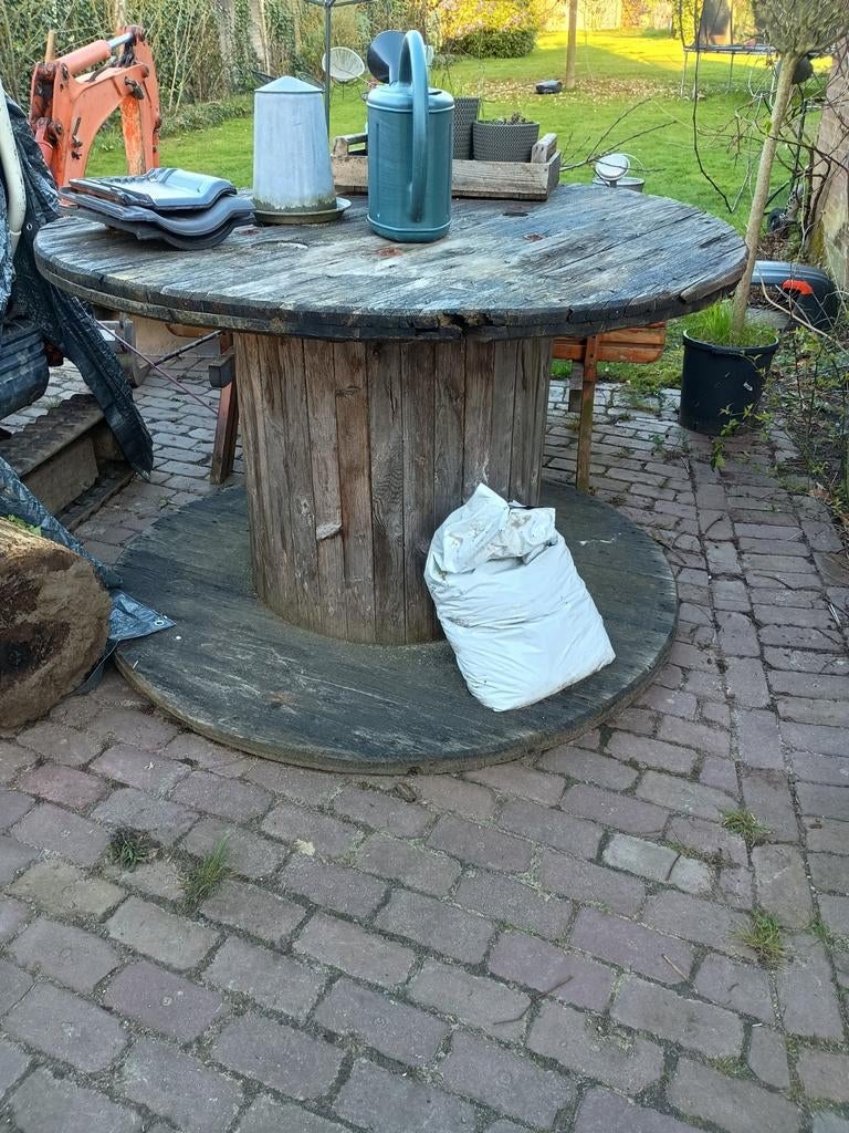 Grote kabelhaspel, Tuin en Terras, Tuintafels, Ophalen of Verzenden, Gebruikt, Rond, Hout