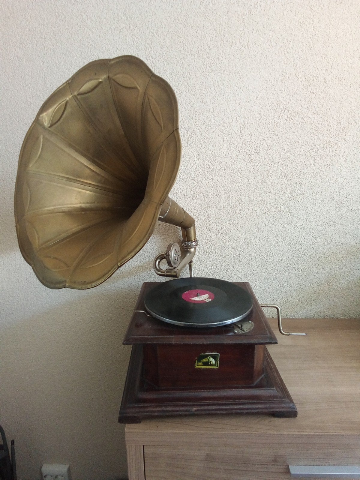 Antieke grammofoon (platen) speler. Werkend!, Ophalen, 50 – 75, Minder dan 50 cm, Gebruikt