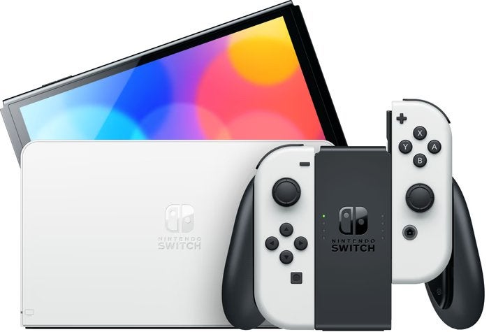NINTENDO Switch OLED of ROOD/BLAUW - 64 GB - Wit, Ophalen of Verzenden, Zo goed als nieuw, Met 1 controller, Switch OLED