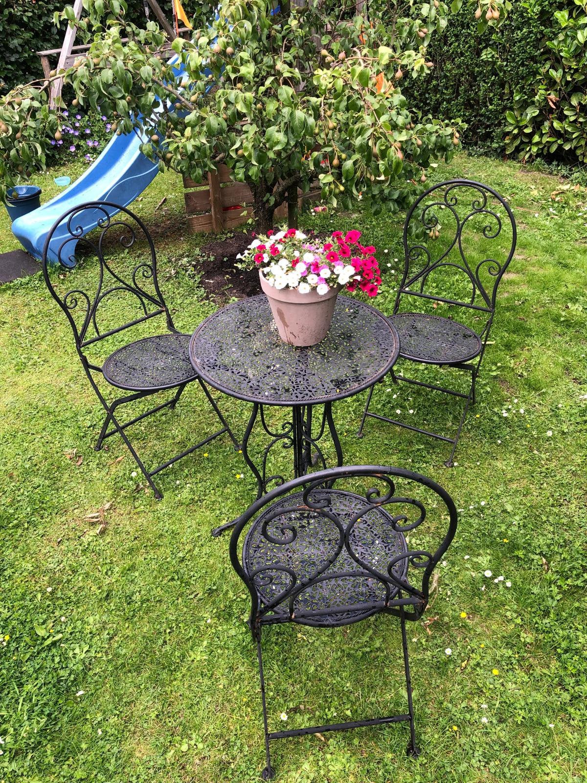 Frans bistro setje, Tuin en Terras, Ophalen, Zo goed als nieuw, Overige materialen, 2 zitplaatsen