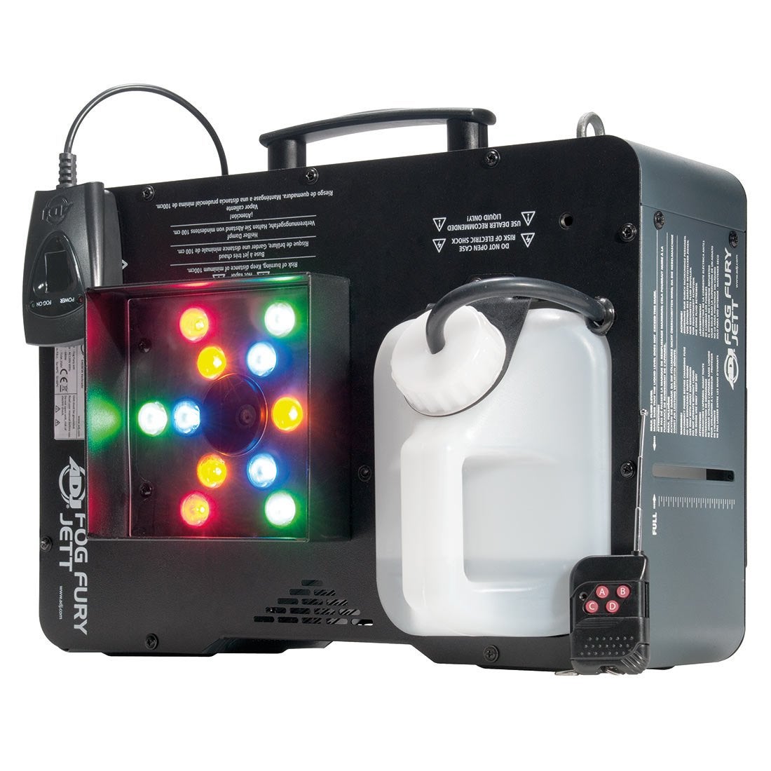 2x ADJ Fog Fury Jett Rookmachines met LED's en softcases, Muziek en Instrumenten, Ophalen, Gebruikt, Rookmachine, Kleur