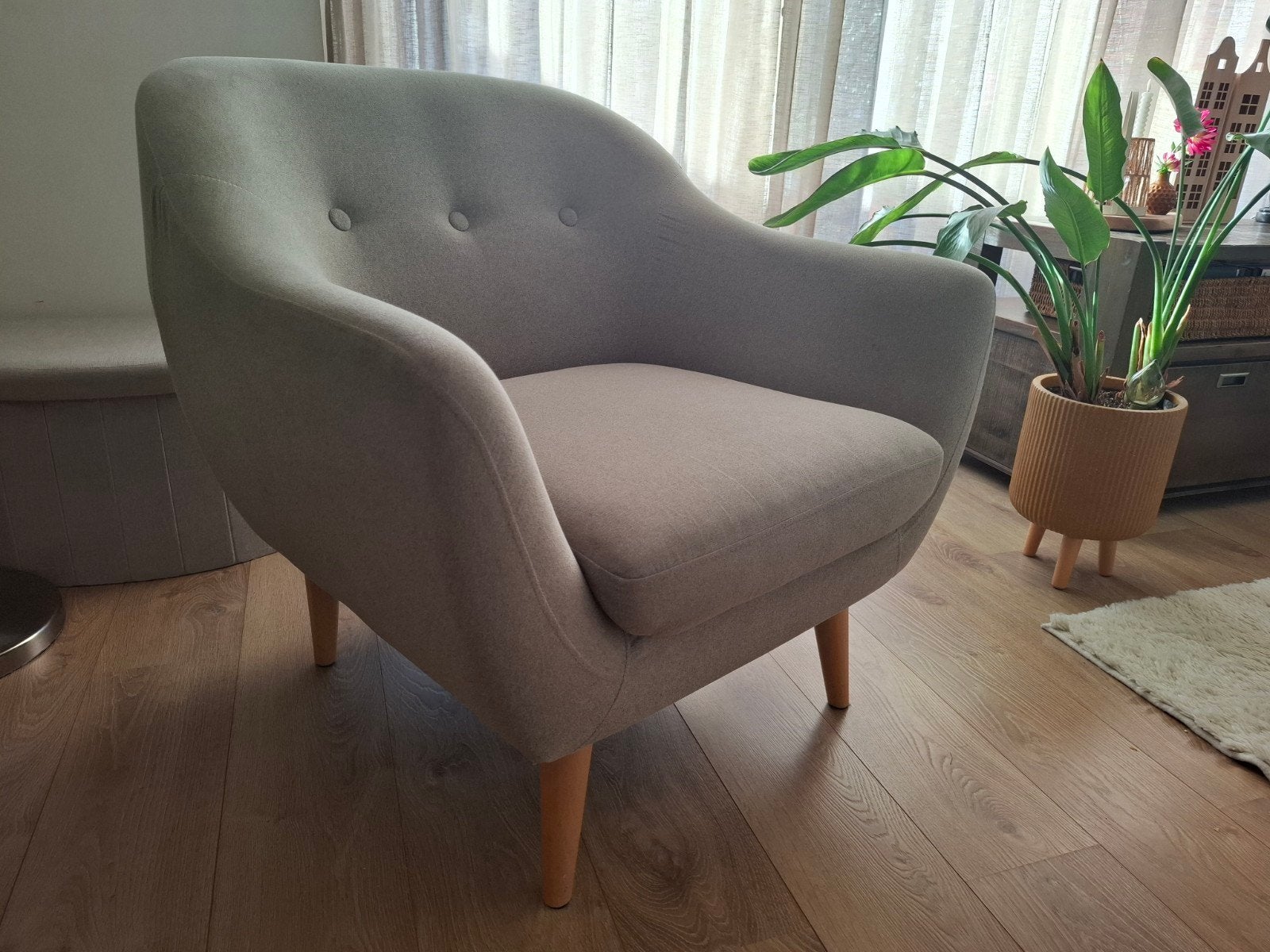 Lichtgrijze fauteuil, heerlijke zit!, Ophalen, Gebruikt, Eenpersoons, 75 tot 100 cm