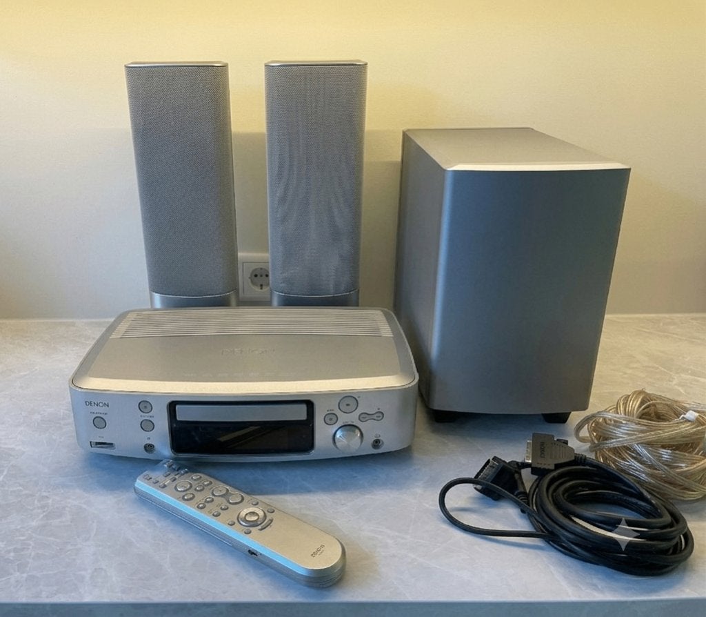 Denon Home Cinema set S-101 - Niet geheel werkend, Gebruikt, 2.1-systeem, Dvd-speler, Ophalen