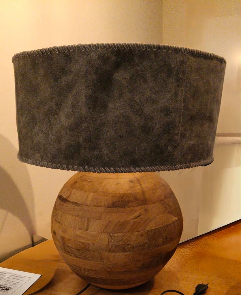 Grote PTMD mangohouten tafellampen (set van 2), Huis en Inrichting, Lampen | Tafellampen, Gebruikt, 50 tot 75 cm, Ophalen of Verzenden