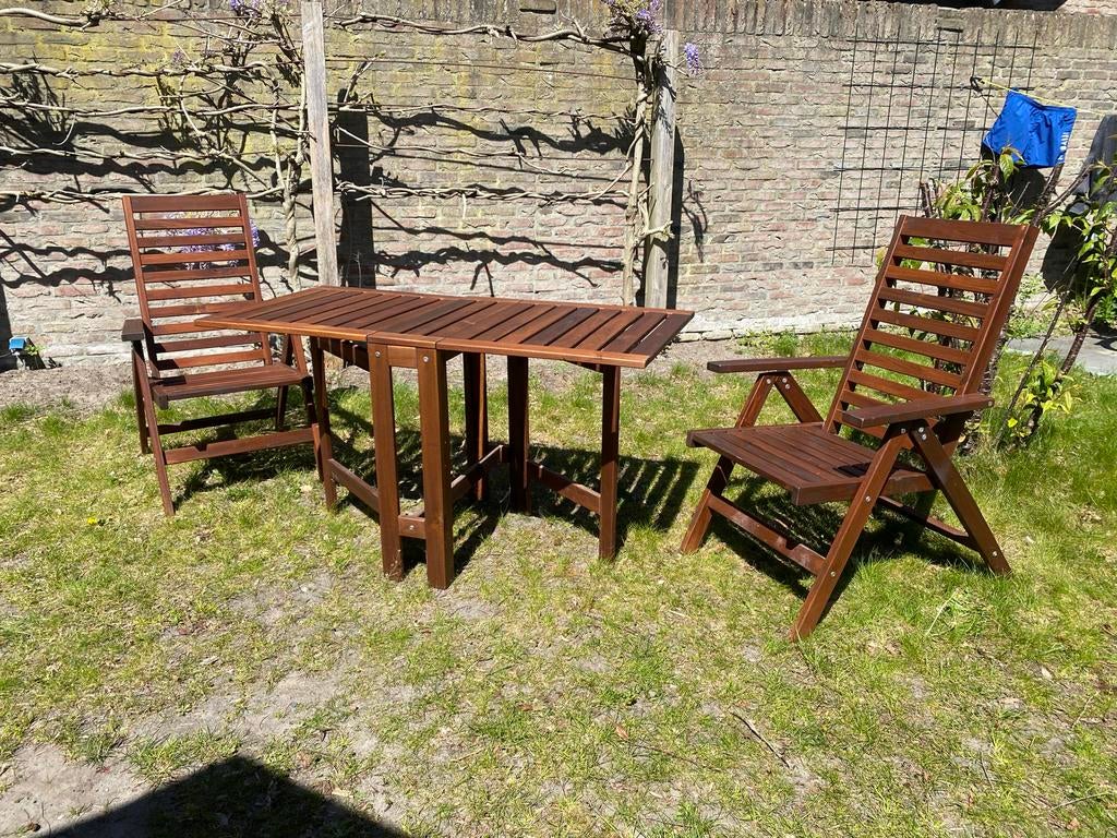 Ikea tuinset, opklapbare tafel en stoelen, Gebruikt, Eettafel, Tuinset, Hout