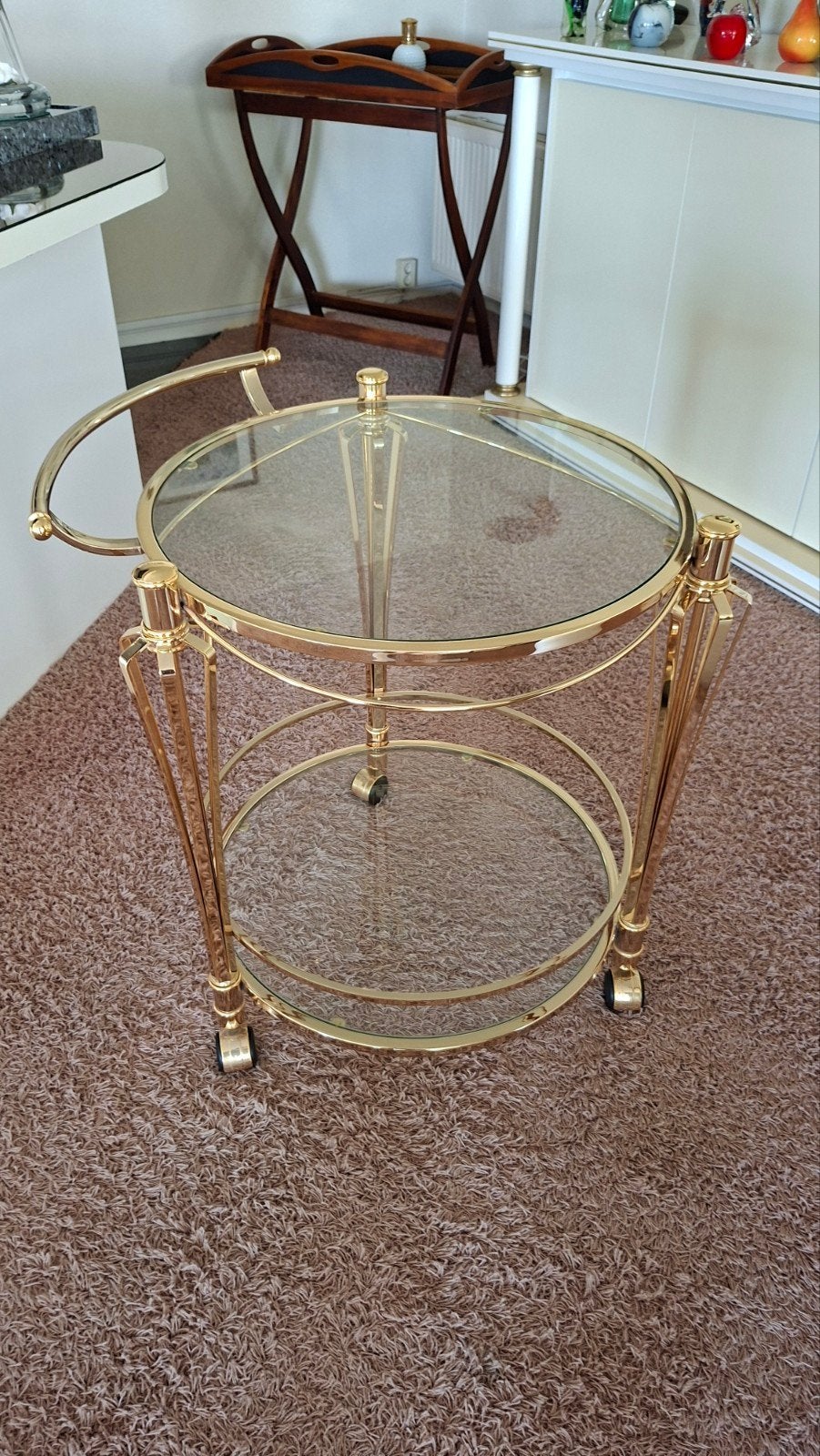 Luxe gouden theewagen / serveerwagen met glasplaten, Ophalen