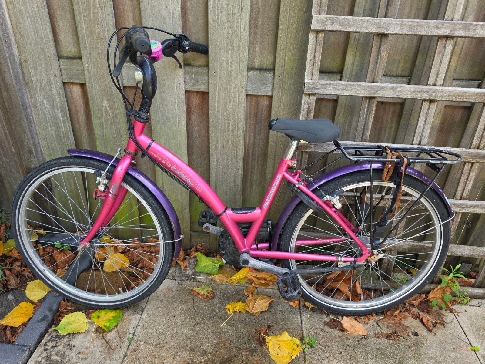 Roze Batavus kinderfiets, Ophalen, 20 inch of meer, Gebruikt, Velgrem