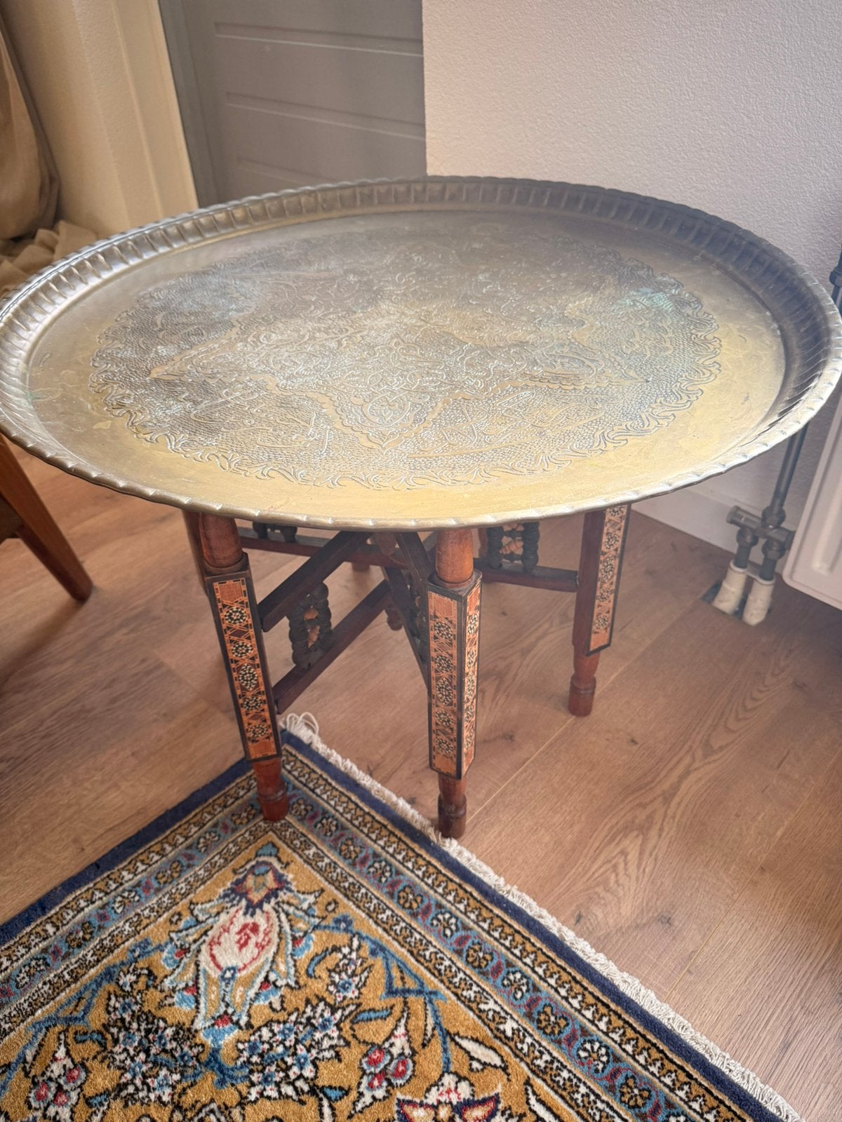 Bijzonder Oosters tafeltje met losse schaal 73 cm, Ophalen, Overige materialen, Marokaans /Oosterse stijl, Rond