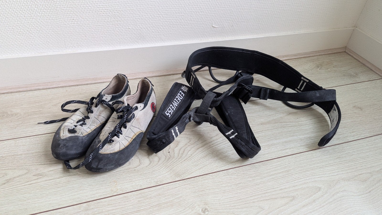 Mammut klimschoenen (mt 38) & Edelweiss klimgordel (mt S), Ophalen, Gebruikt, Klimsportschoenen