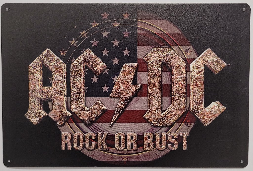ACDC Rock or Bust reclamebord van metaal wandbord deco, Info@deconoord.nl, Deco Noord, Nieuw, Ophalen of Verzenden