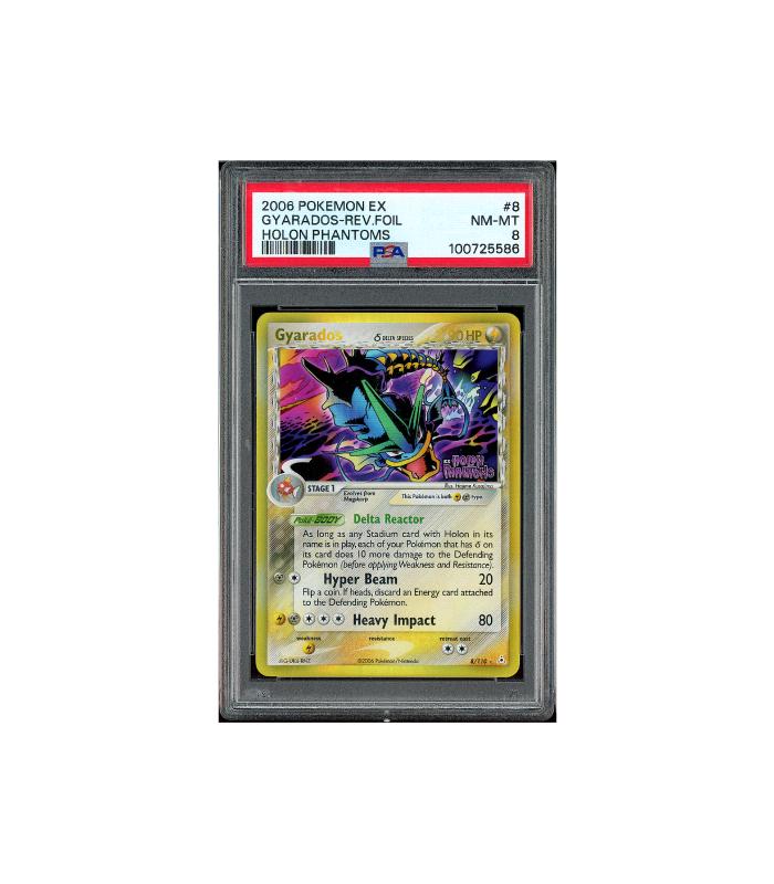 Pokemon Gyarados Reverse Holo EX Holon Phantoms #8 PSA 8, Ophalen of Verzenden, Zo goed als nieuw, Losse kaart, Foil