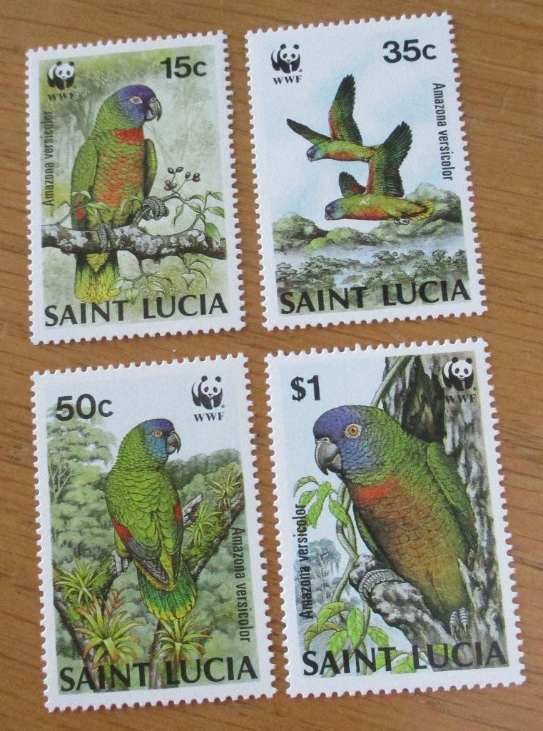 Saint Lucia, WWF serie St. Lucia Amazone papegaai, 1987, Postzegels en Munten, Verzenden, Postfris, Dier of Natuur