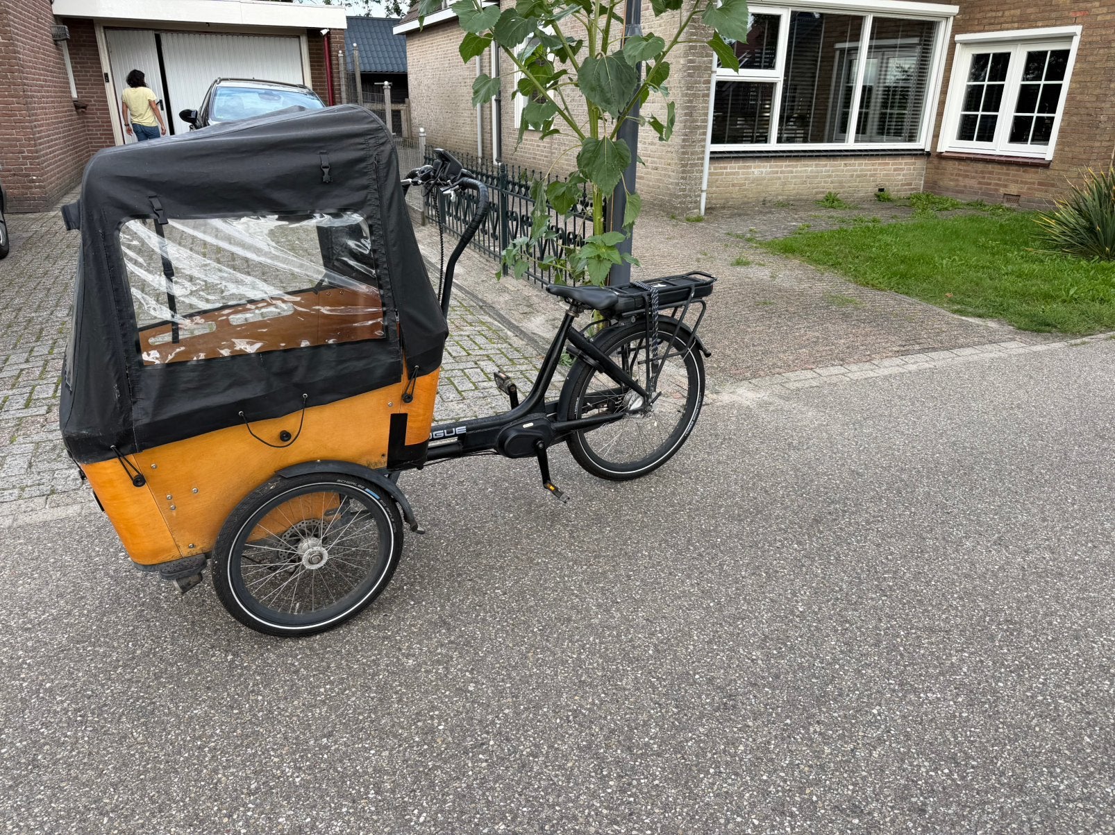 vogue carry 3 bakfiets, Fietsen en Brommers, Fietsen | Bakfietsen, 4 kinderen of meer, Gebruikt, Huif, Schijfrem