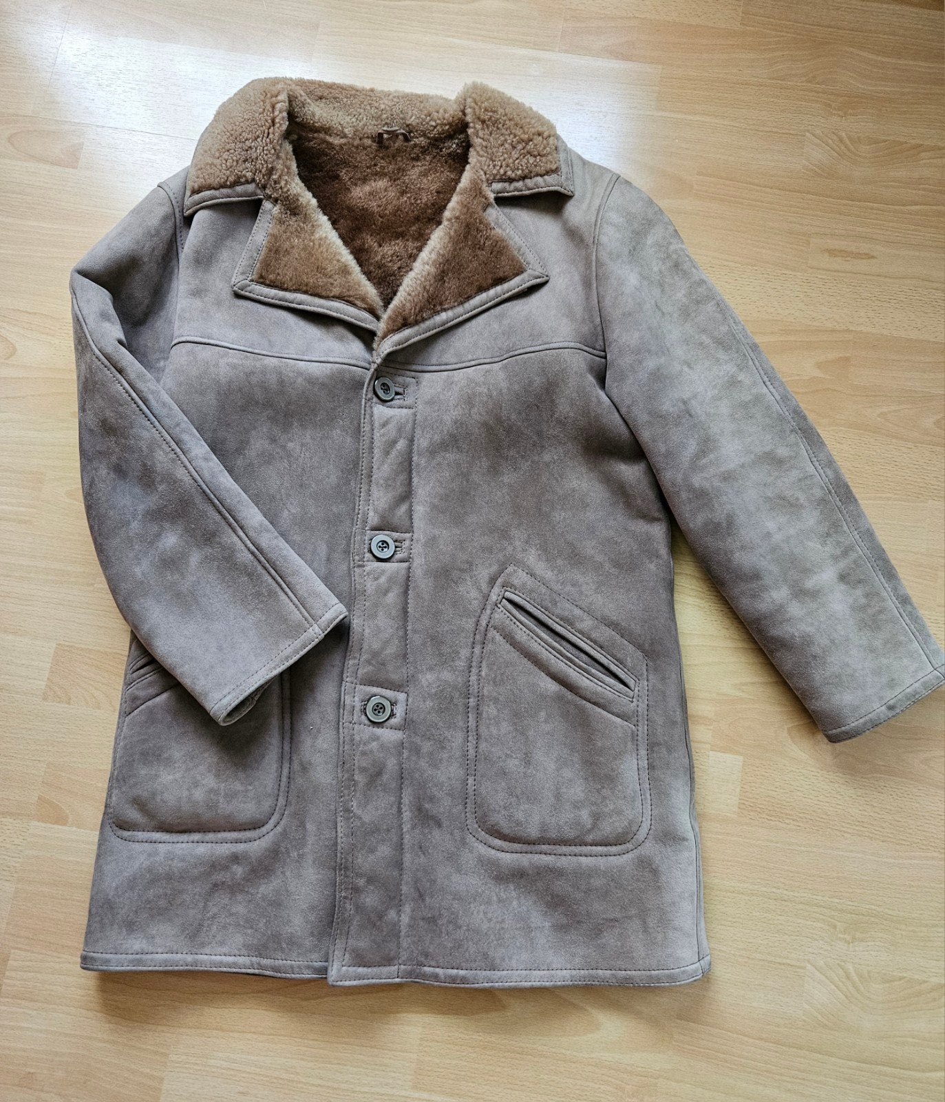Echte Lammycoat Heren  - maten zie omschrijving., Ophalen of Verzenden, Gedragen, Maat 52/54 (L), Bruin