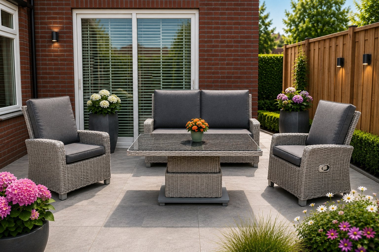 ☀️✅☀️PrachtigeTuinset Loungeset + VERSTELBARE TAFEL✅☀️✅, Tuin en Terras, Tuinsets en Loungesets, 4 zitplaatsen, Bank, Ophalen of Verzenden