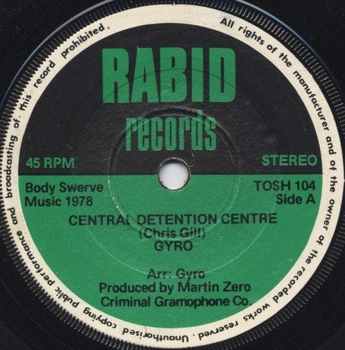 gyro / central detention centre - punk/new wave, Gebruikt, Verzenden, Originele persing, 7 inch
