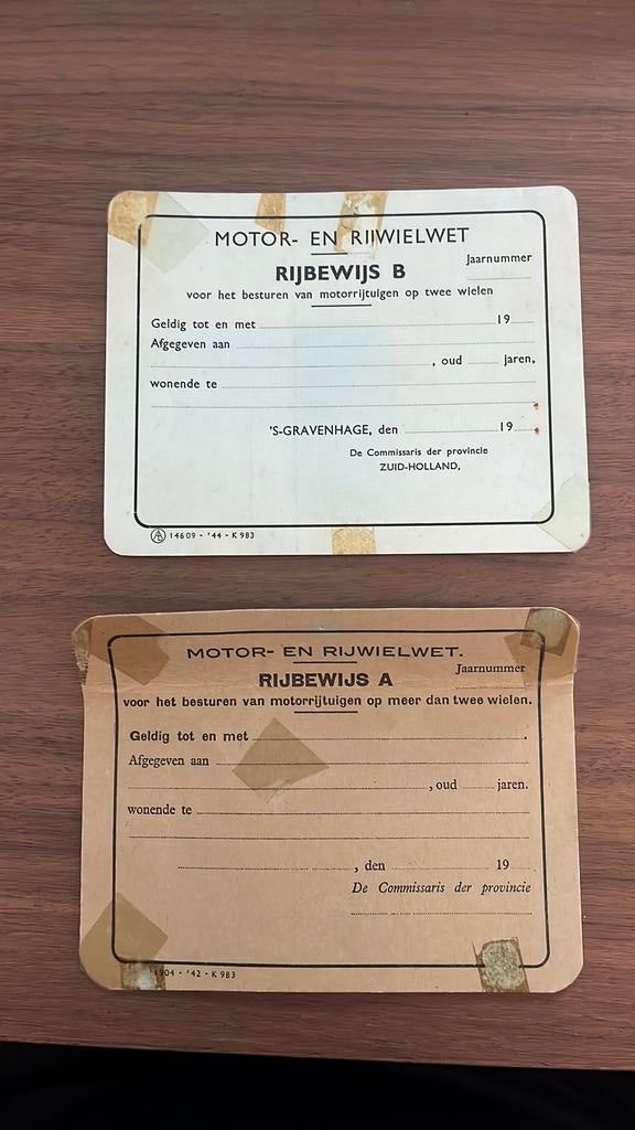 Rijbewijs Tweede Wereldoorlog, Verzamelen, Militaria | Tweede Wereldoorlog, Ophalen of Verzenden, Overige soorten, Nederland, Overige typen