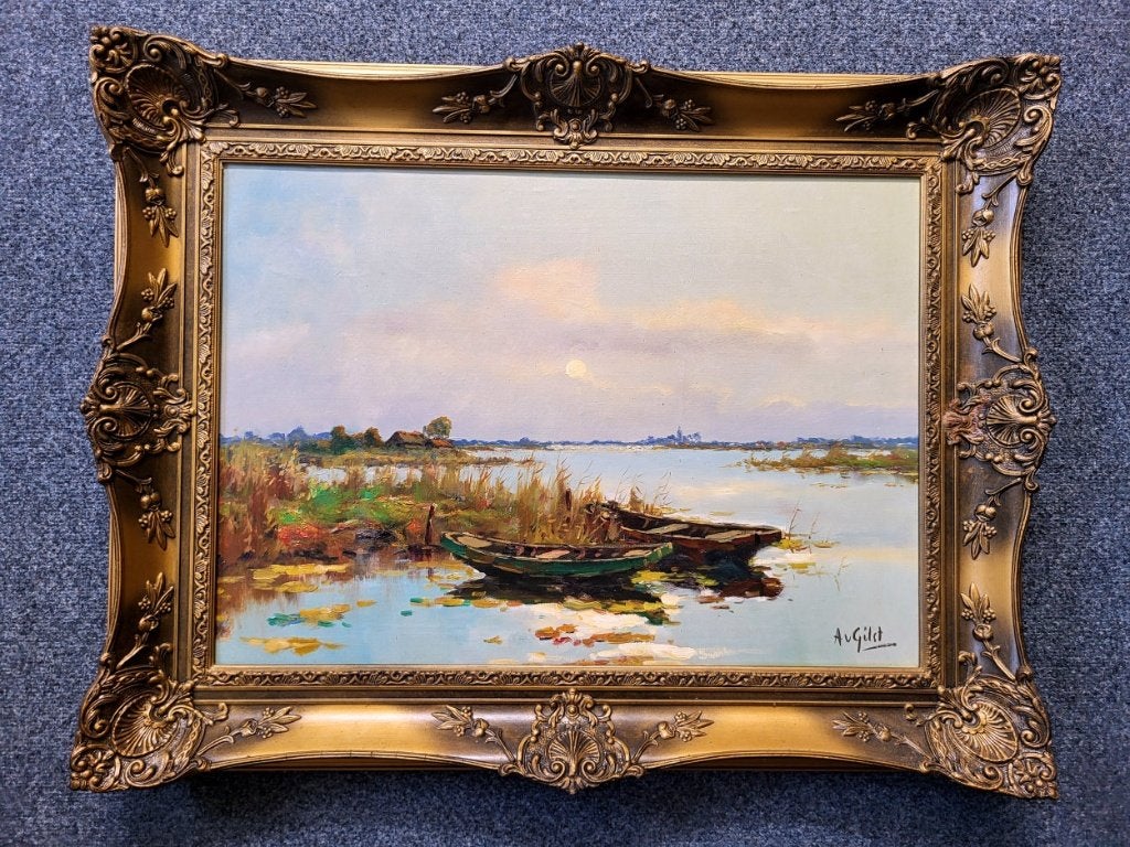 Arnout van Gilst, 50x70cm doekmaat, incl. lijst, 125,- euro, Ophalen, Doek, Impressionistisch, Olieverf