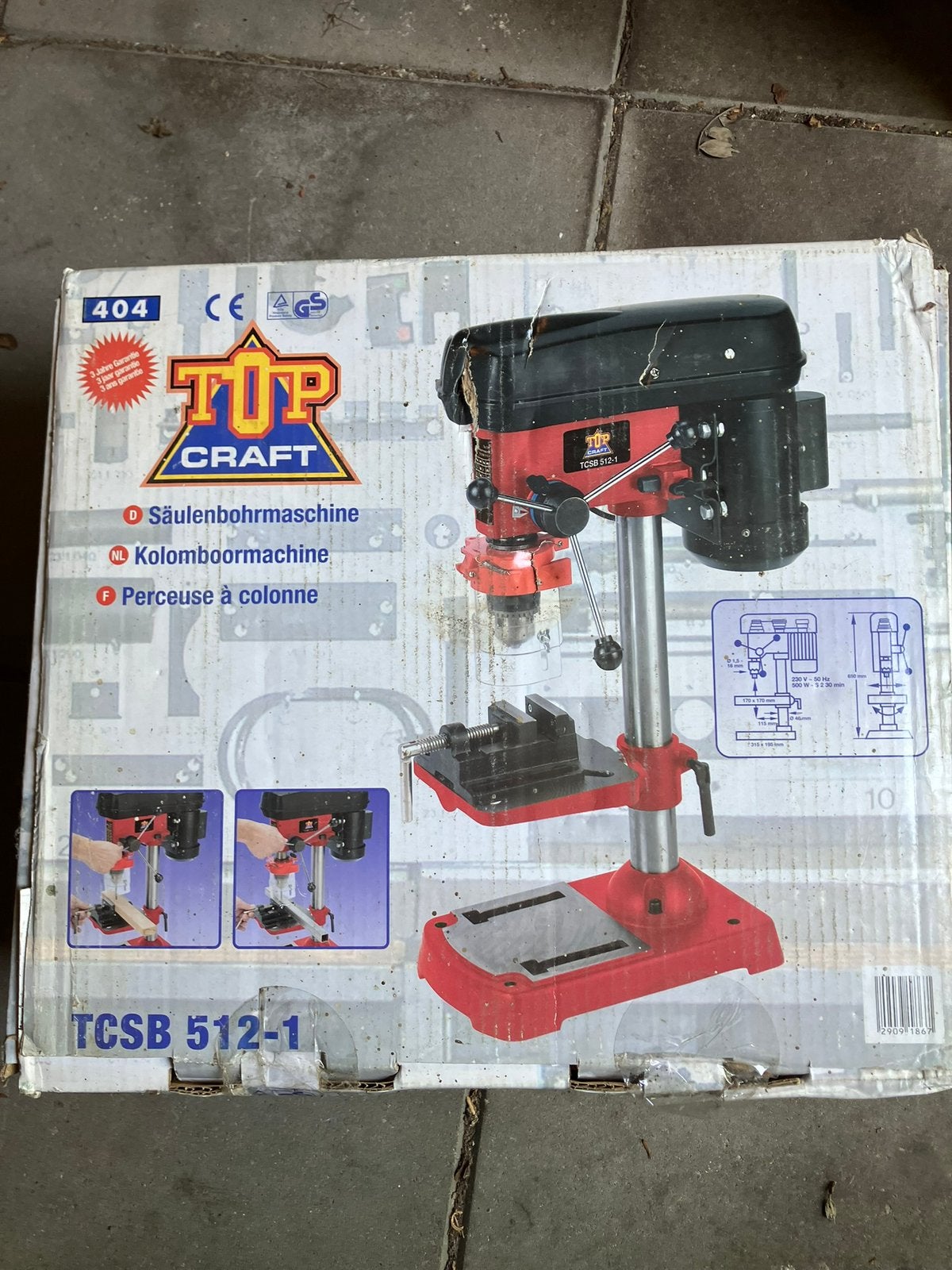 Topcraft kolomboormachine nieuw in doos, Doe-het-zelf en Verbouw, Gereedschap | Boormachines, Ophalen, Zo goed als nieuw, Minder dan 400 watt