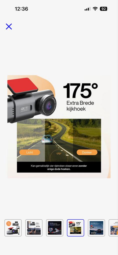 Dashcam 4K Ultra HD met 175 brede kijkhoek, Ophalen of Verzenden, Gebruikt