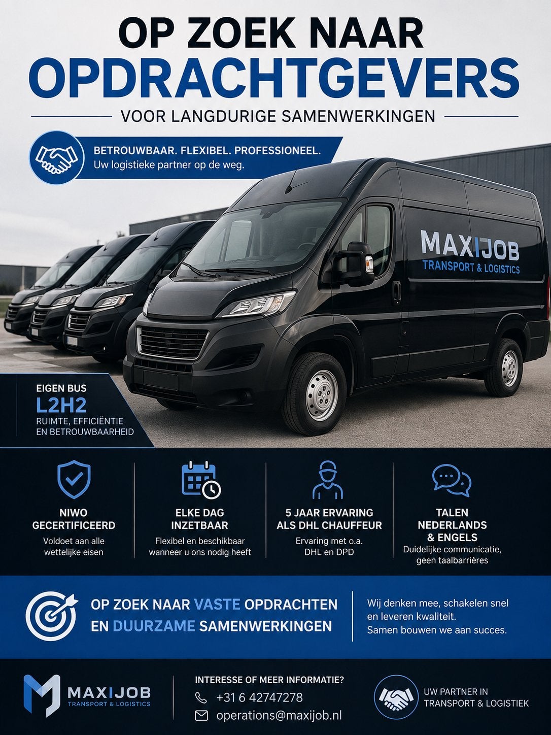 * Betrouwbare Transportpartner Gezocht voor Vaste Opdrachten, 33 - 40 uur, HBO, Vanaf 10 jaar, Overige vormen