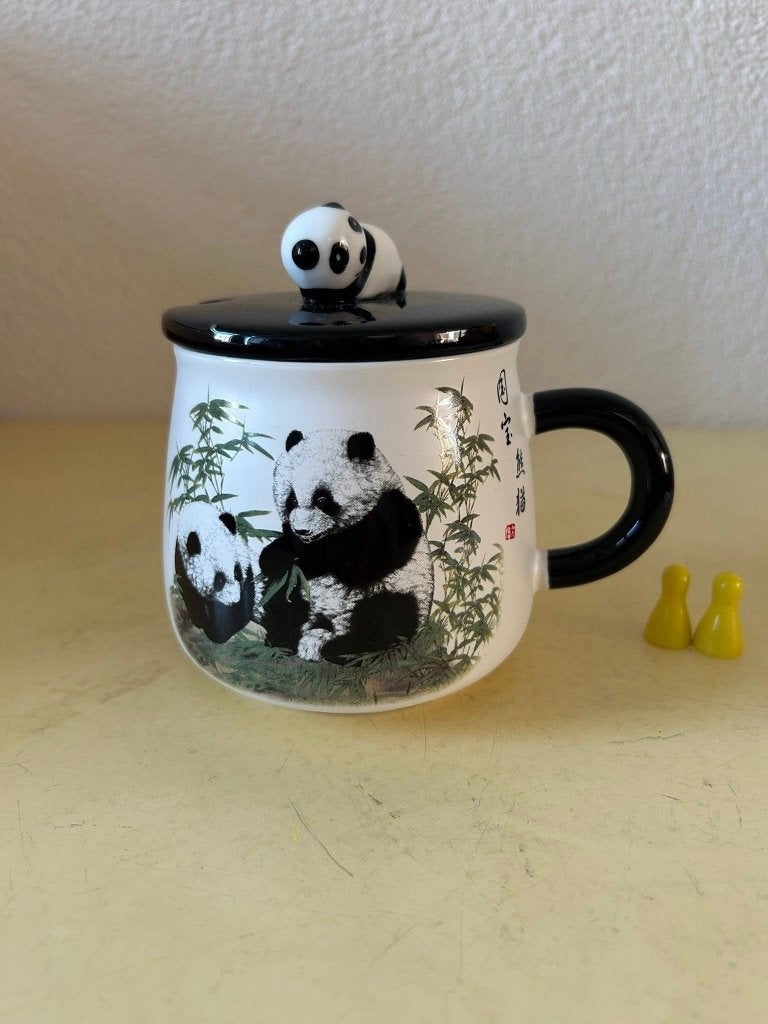 Vintage Chinese pandamok Golden Rose Ulvenhout met deksel, Ophalen of Verzenden