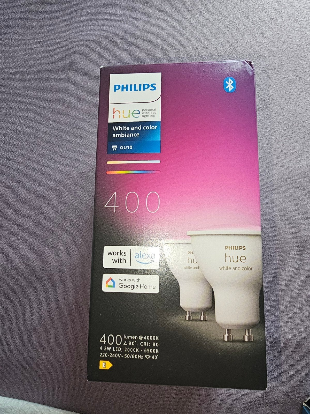 Philips Hue White and Color GU10 2 LED Lamp 400 lumen nieuw, Led-lamp, Nieuw, Bedienbaar via app, Meerkleurig