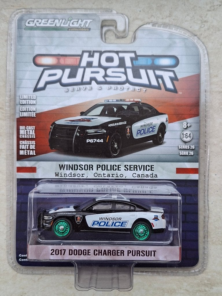 2017 Dodge Charger Greenlight 1/64 Chase Windsor police, Ophalen of Verzenden, Nieuw, Auto