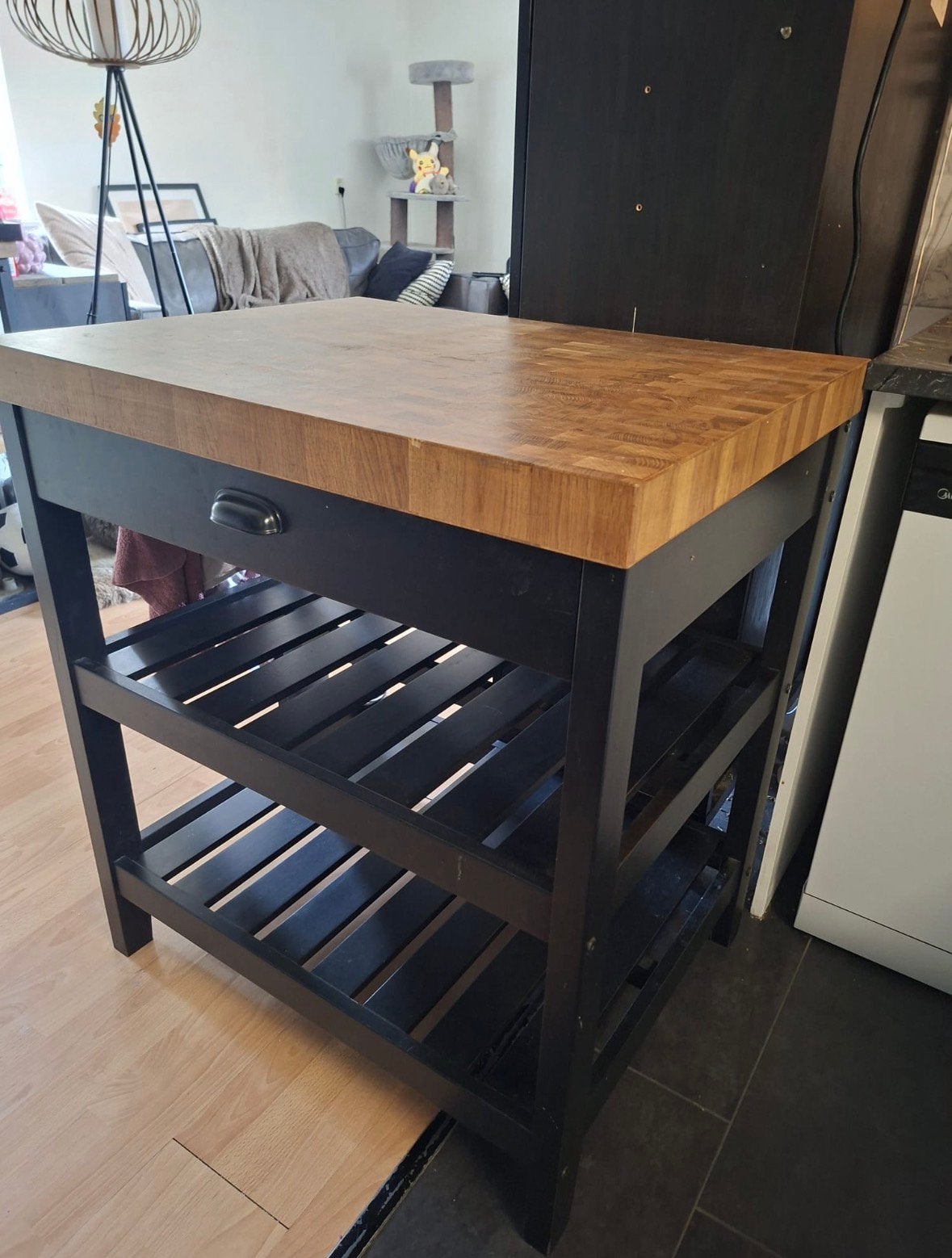 IKEA keuken eiland VADHOLMA- Zwart/Eiken, Ophalen, Gebruikt, Hout, IKEA