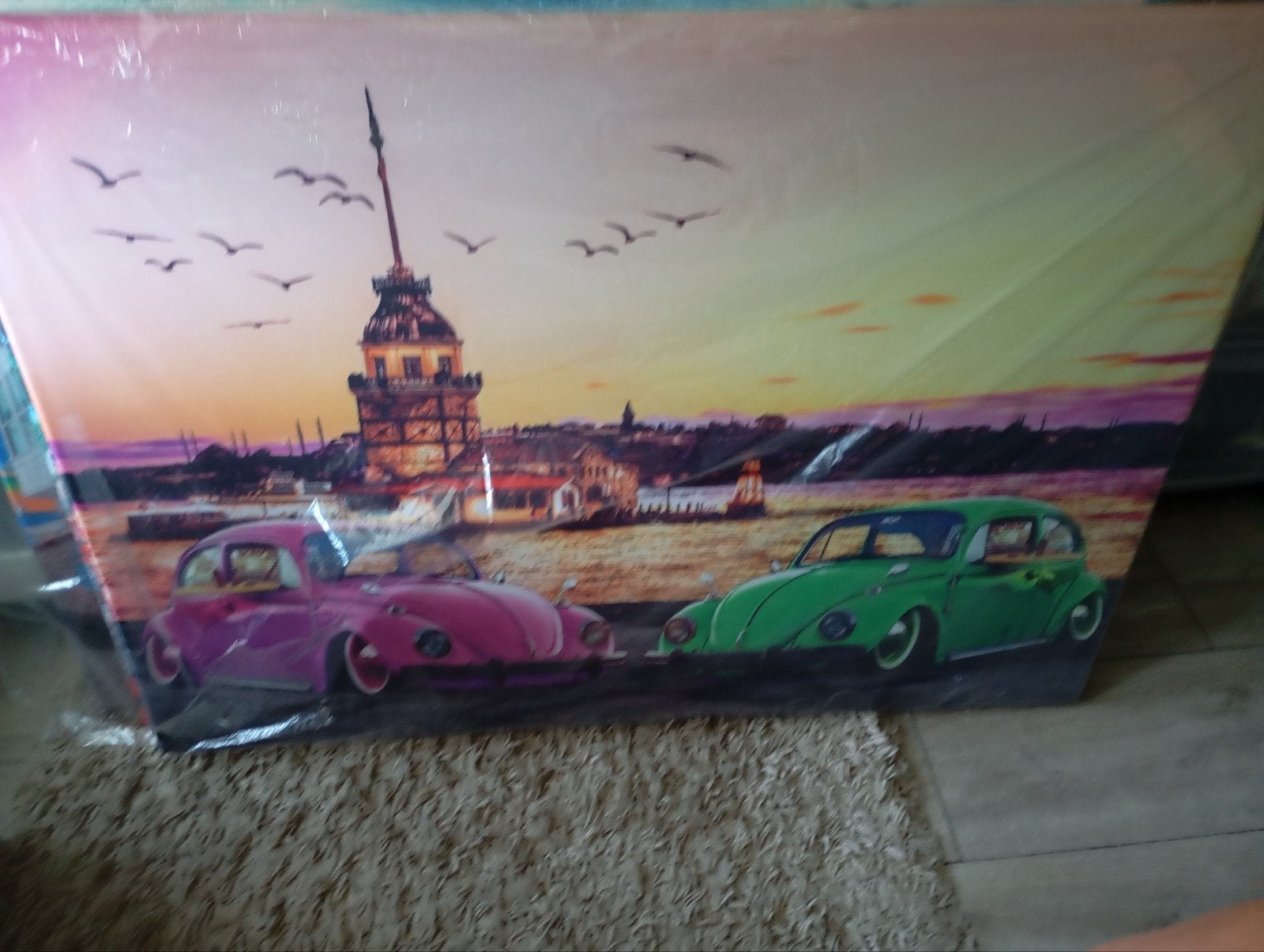 SCHILDERIJ+VERLICHTING KAN BINNEN/BUITEN IS VAN STOF NU 20€., Ophalen, Nieuw