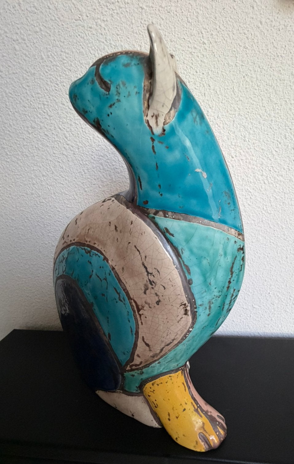 Uniek Keramiek Kattenbeeld Marion Braakman (2004) Gesigneerd, Antiek en Kunst, Ophalen, 32 cm, Meerkleurig, Steen/keramiek