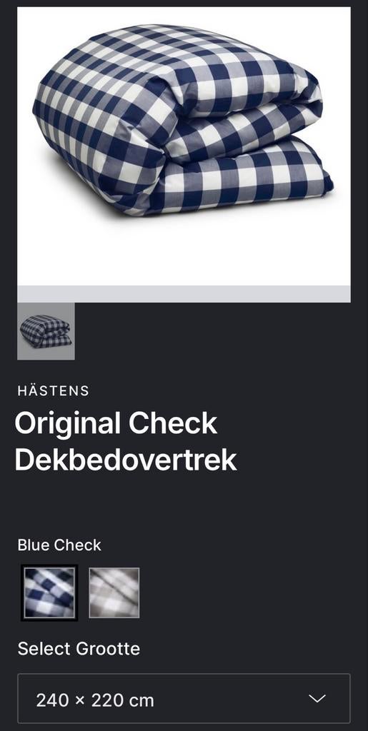 Hästens Dekbedovertrek - Blauw/Wit Geruit, Blauw, Dekbedovertrek, Tweepersoons, Ophalen of Verzenden