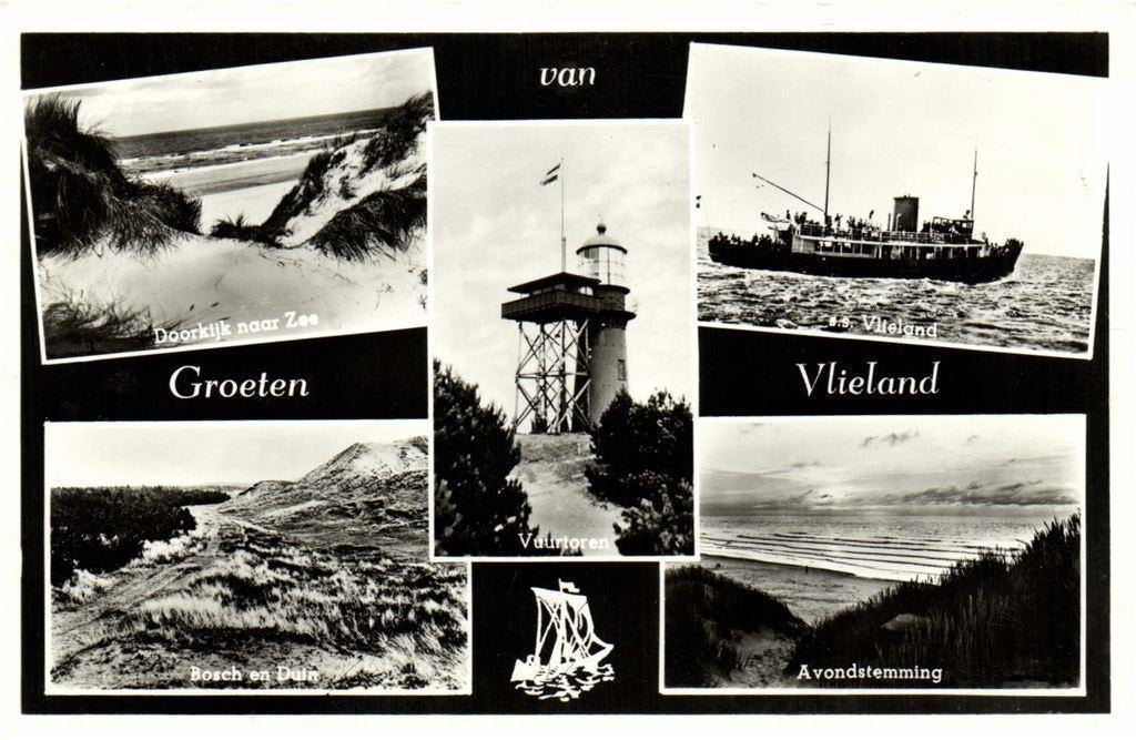 Groeten van Vlieland - 5 afb o.a. s.s. Vlieland - ongelopen, Ophalen of Verzenden, Voor 1920, Ongelopen, Waddeneilanden