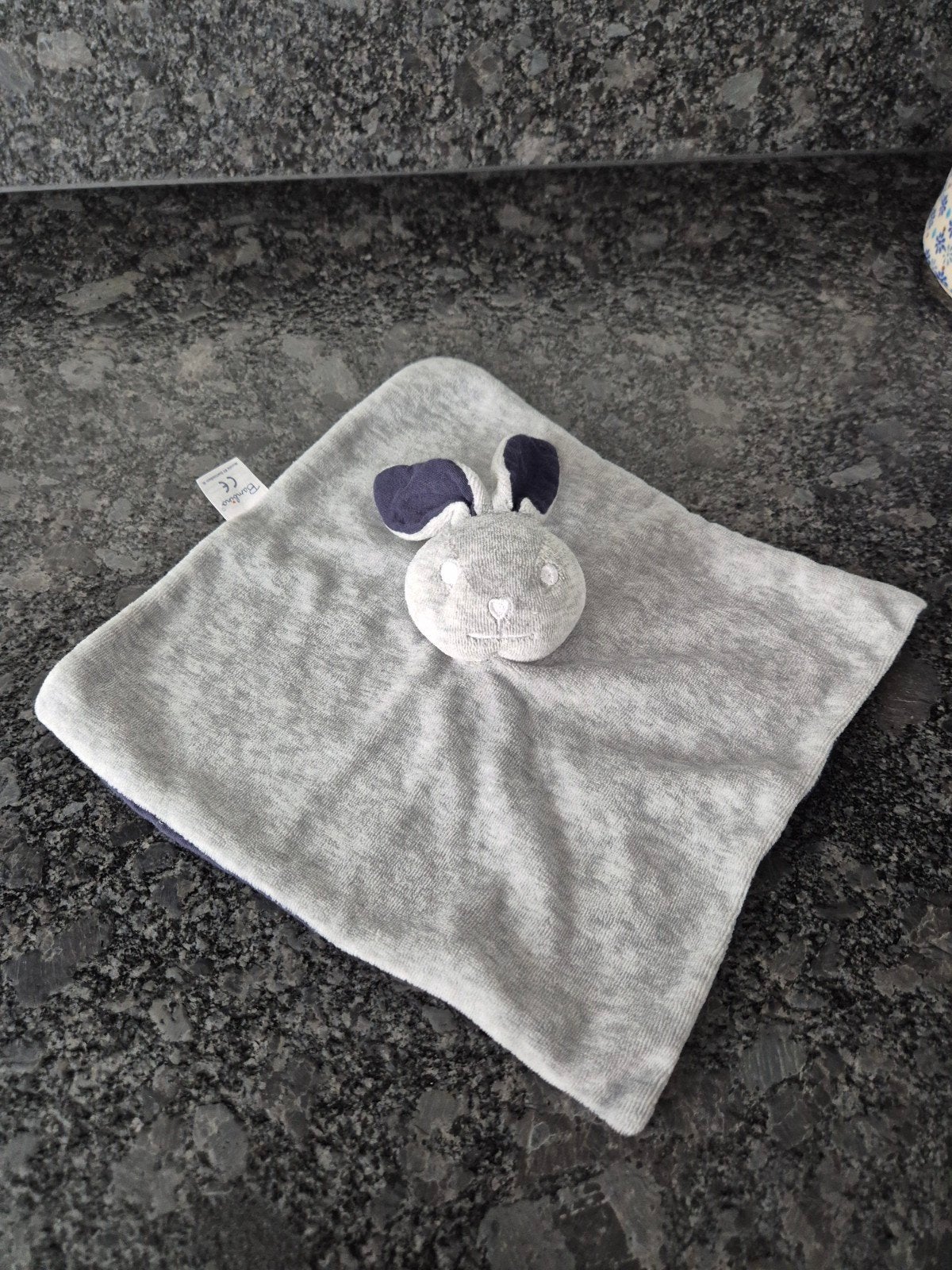 Bambino - Knuffeldoekje Konijn grijs/ donkerblauw, Ophalen of Verzenden, Zo goed als nieuw, Konijn