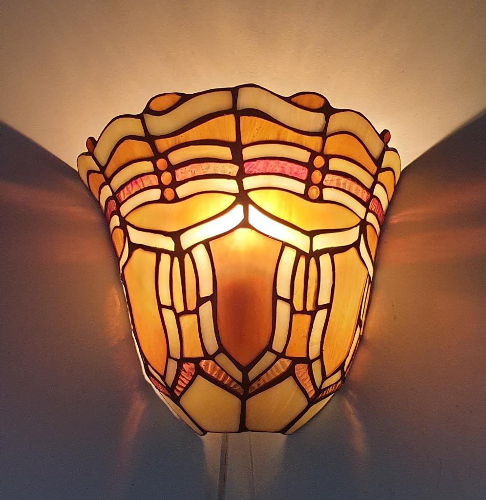 Vintage Glas in lood / Tiffany wandlamp Massive, Ophalen of Verzenden, Gebruikt, Glas, Art Deco