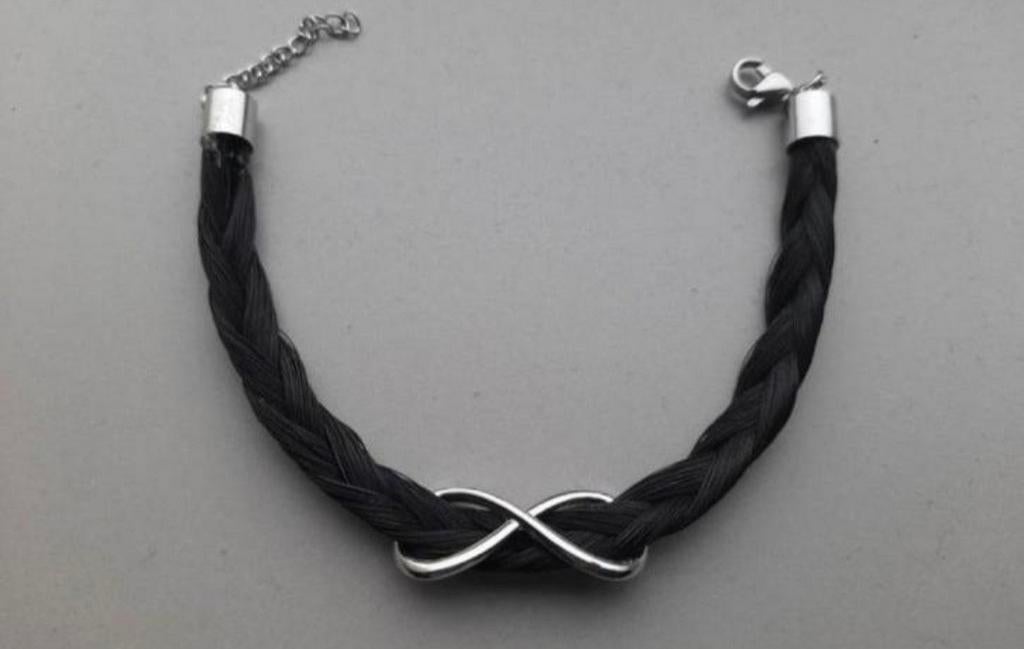 NIEUWE Armband van Echt PAARDENHAAR met Oneindig Symbool, Ophalen of Verzenden, Nieuw, Zwart