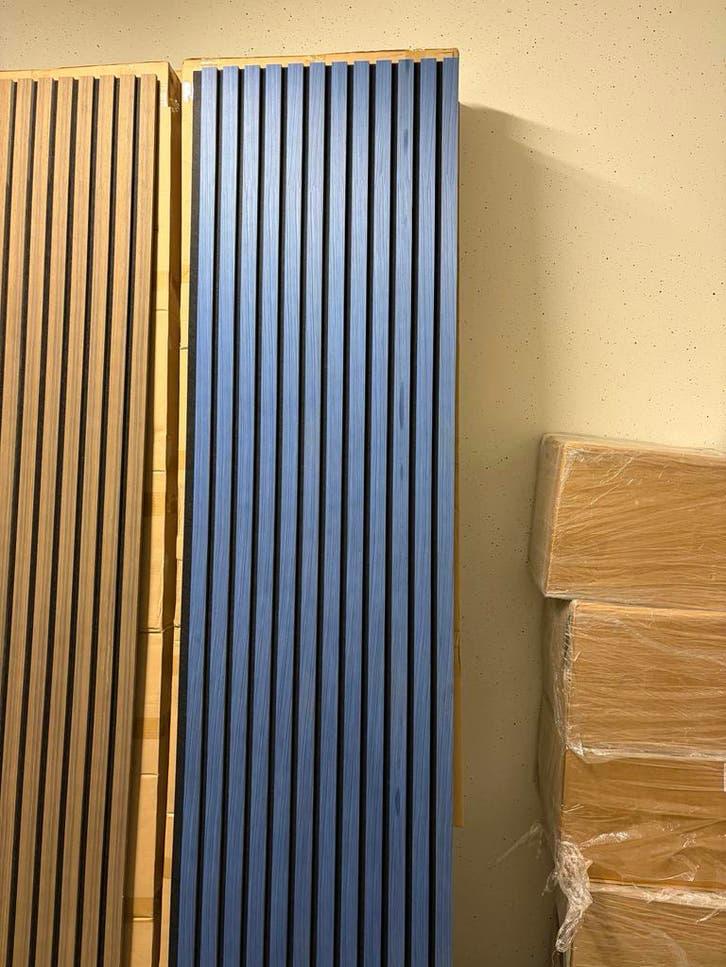 Blue Love Akoestische Wandpanelen - Geluiddempend Design, Hout, Nieuw, Wandbord of Wandpaneel, Blauw