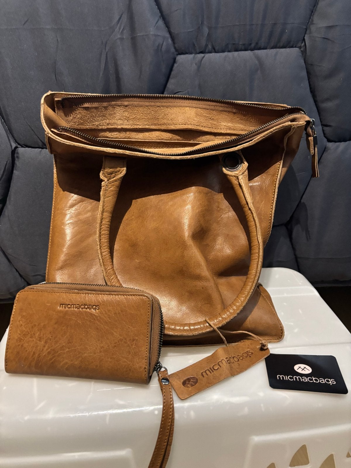 Micmacbags Leren Handtas en Portemonnee Set, Sieraden, Tassen en Uiterlijk, Tassen | Damestassen, Ophalen of Verzenden, Gebruikt