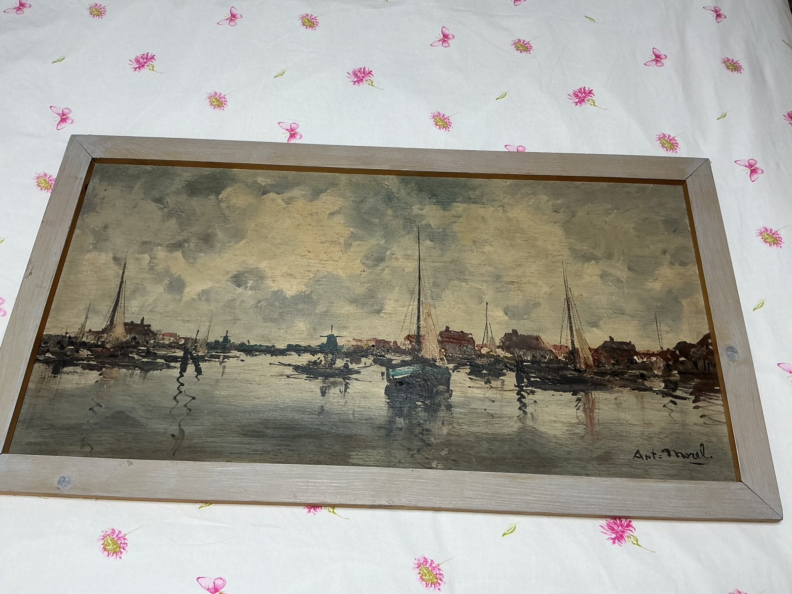 Havengezicht, Origineel werk, Ophalen of Verzenden, Olieverf, Klassiek