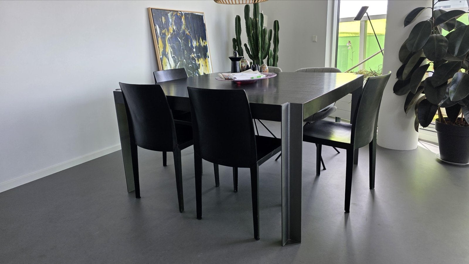 Zwarte eettafel 140x140 cm - Design Henk Vos by Linteloo, Gebruikt, 100 tot 150 cm, Vierkant, Ophalen of Verzenden