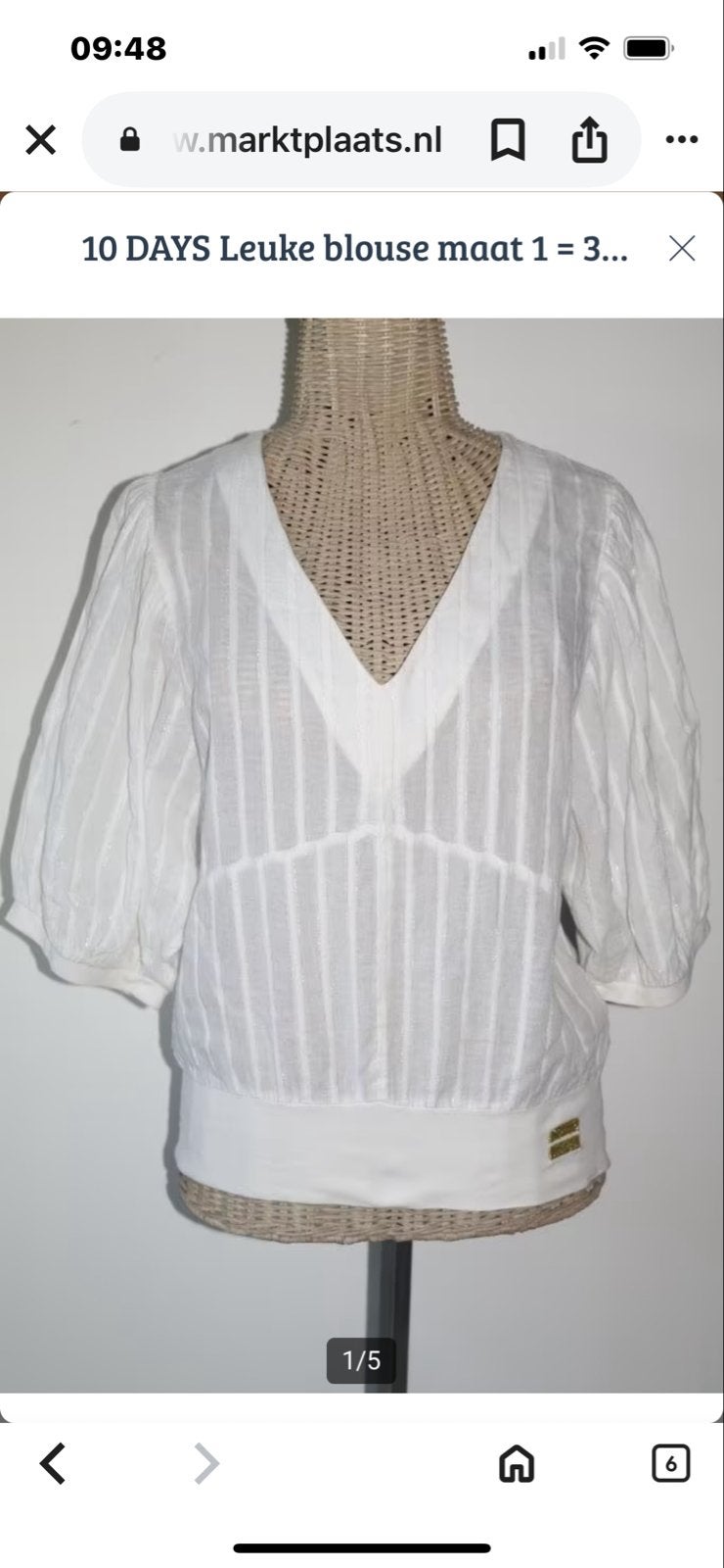 10 DAYS Blouse topje, Ophalen of Verzenden, Zo goed als nieuw, Maat 36 (S), Wit