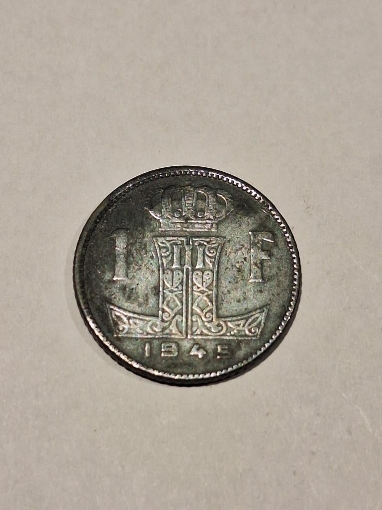munt België 1 franc 1945 NF zink, Ophalen of Verzenden, Overig, Losse munt