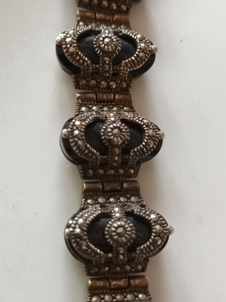 Vintage Armband met Zwarte granaat  Ketting, Sieraden, Tassen en Uiterlijk, Antieke sieraden, Ophalen of Verzenden, Overige materialen