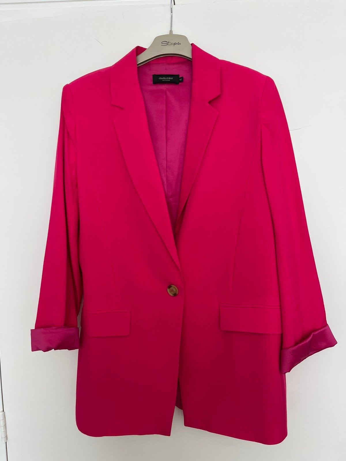 Knalroze blazer van Claudia Strater maat 42, Ophalen of Verzenden, Zo goed als nieuw, Maat 42/44 (L), Roze